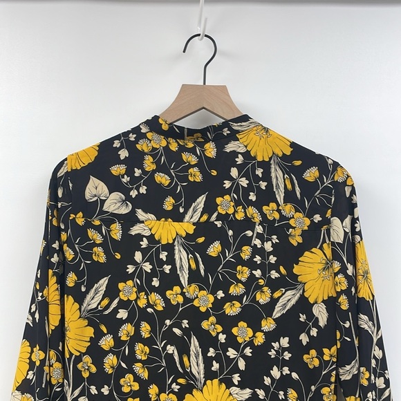 Nanette Lepore Floral Pintucked Midi Shirt Dress Boho Black 8 - Picture 6 of 8